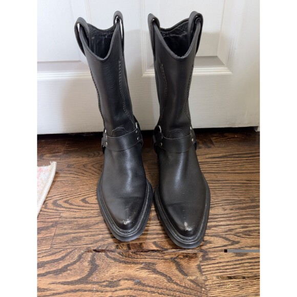 Vintage Black Leather Harness Boots Biker Size 42 US 8.5 main image 4
